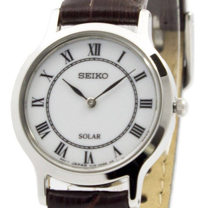 Seiko Solar hvid skive læder rem SUP303P1 SUP303P kvinders ur