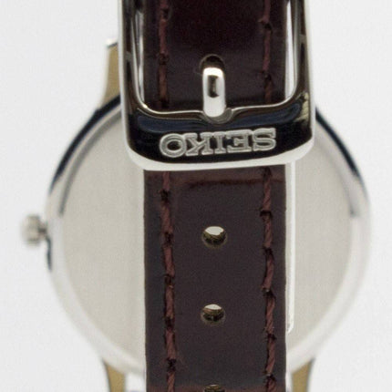 Seiko Solar hvid skive læder rem SUP303P1 SUP303P kvinders ur