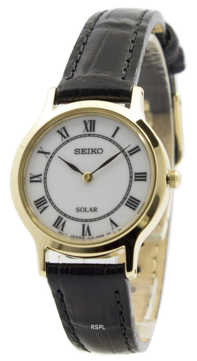 Seiko Solar hvid skive læder rem SUP304P1 SUP304P kvinders ur