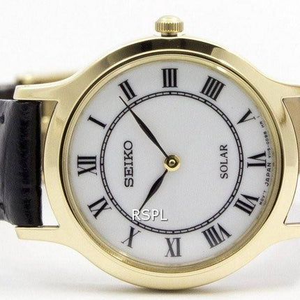 Seiko Solar hvid skive læder rem SUP304P1 SUP304P kvinders ur