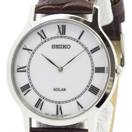 Seiko Solar hvid skive læder rem SUP869P1 SUP869P Herreur