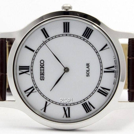 Seiko Solar hvid skive læder rem SUP869P1 SUP869P Herreur