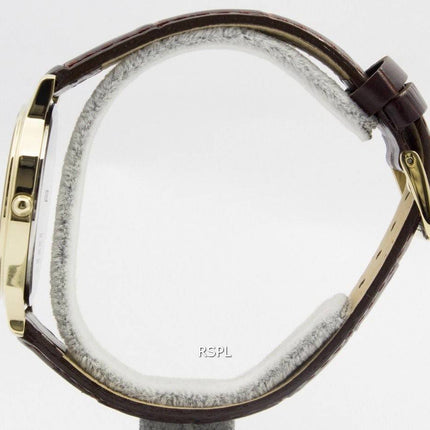Seiko Solar guld Tone læder rem SUP870P1 SUP870P Herreur