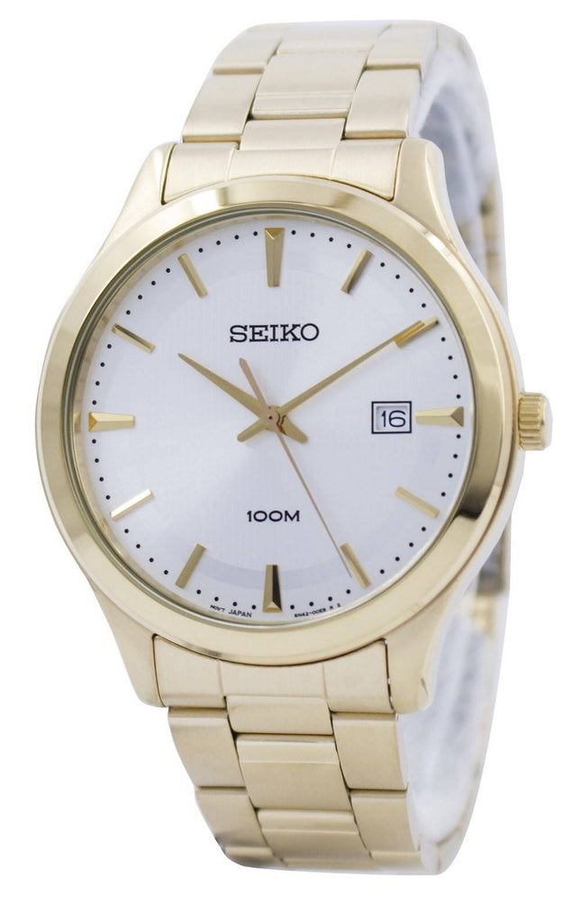 Seiko Quartz guld Tone 100M SUR054 SUR054P1 SUR054P Herreur