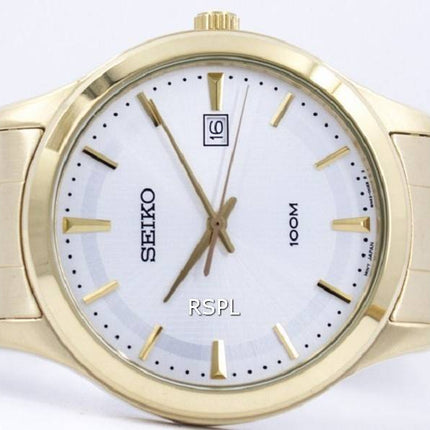 Seiko Quartz guld Tone 100M SUR054 SUR054P1 SUR054P Herreur