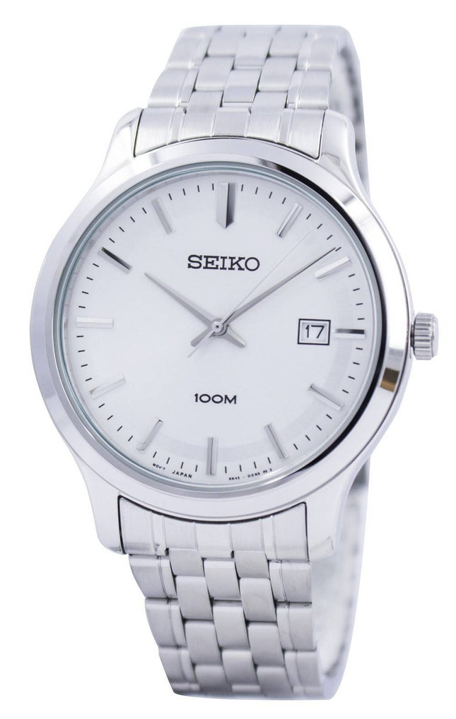 Seiko Quartz hvid skive 100M SUR141 SUR141P1 SUR141P Herreur