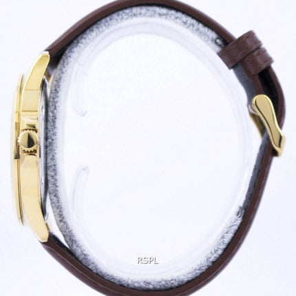 Seiko Quartz hvide Dial brun læder SUR160 SUR160P1 SUR160P Herreur