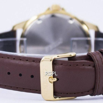 Seiko Quartz hvide Dial brun læder SUR160 SUR160P1 SUR160P Herreur