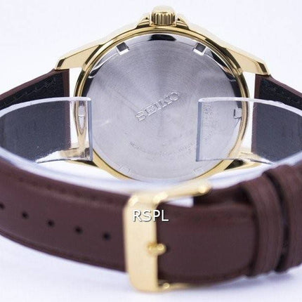 Seiko Quartz hvide Dial brun læder SUR160 SUR160P1 SUR160P Herreur