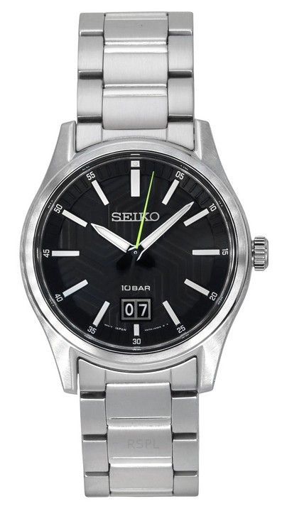 Seiko Analog Stainless Steel Black Dial Quartz SUR535P1 100M herreur