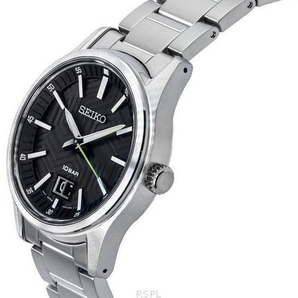 Seiko Analog Stainless Steel Black Dial Quartz SUR535P1 100M herreur