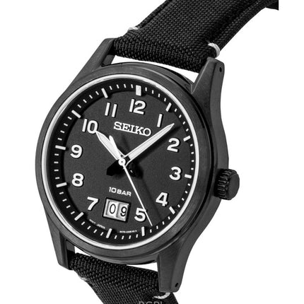 Seiko Classic nylonrem sort urskive kvarts SUR571P1 100M herreur