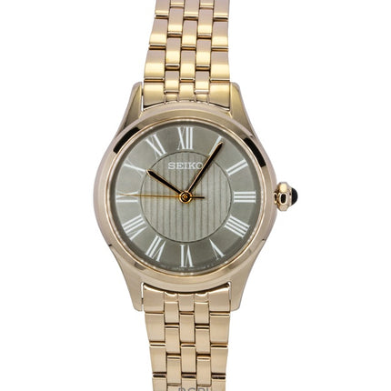 Seiko Classic rosaguld rustfrit stål grå urskive kvarts SUR614P1 dameur