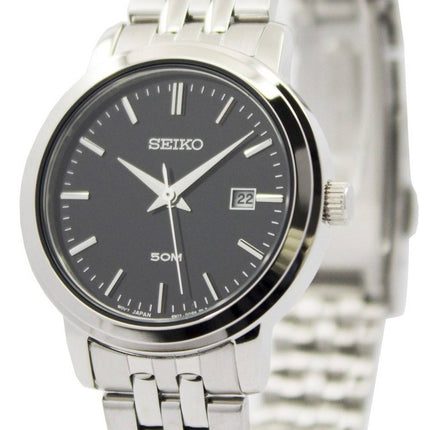 Seiko Quartz rustfrit stål sort urskive SUR827P1 SUR827P kvinders ur