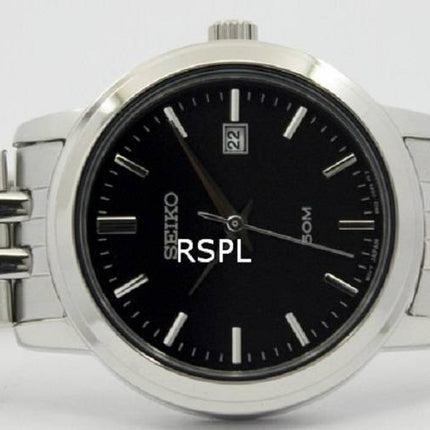 Seiko Quartz rustfrit stål sort urskive SUR827P1 SUR827P kvinders ur