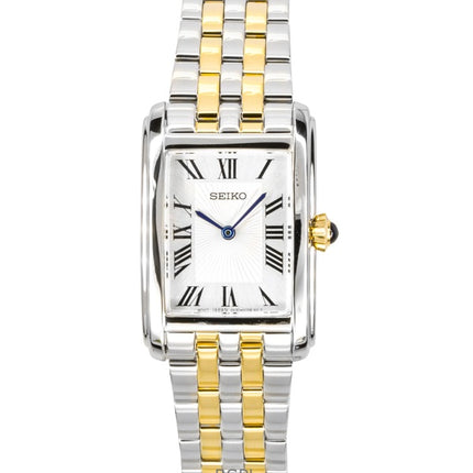 Seiko tofarvet rustfrit stål sølvfarvet urskive kvarts SWR087P1 dameur