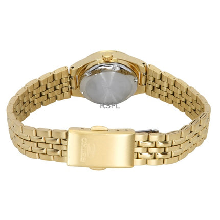 Seiko 5 guldfarvet rustfrit stål sort urskive automatisk SYMK38K1 dameur