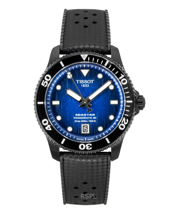 Tissot Seastar 1000 syntetisk rem blå urskive automatisk dykkerur T120.807.37.041.00 300M herreur