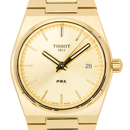 Tissot PRX Gold Tone rustfrit stål Champagne Urskive Swiss Quartz T137.210.33.021.00 100M dameur