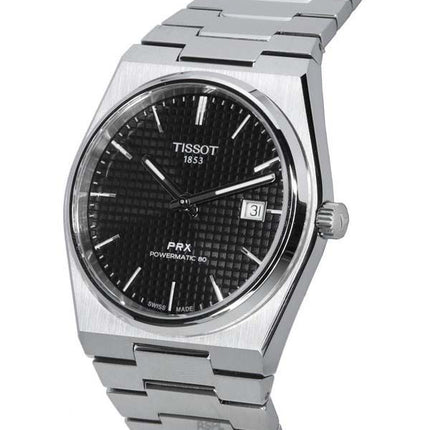 Tissot PRX T-Classic Powermatic 80 rustfrit stål sort skive T137.407.11.051.00 T1374071105100 100M herreur