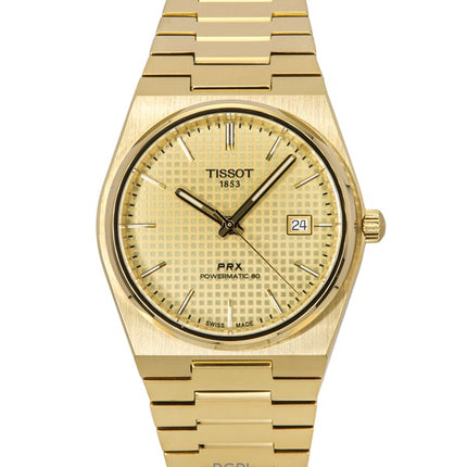 Tissot PRX Powermatic 80 guldfarvede rustfrit stål champagneurskive automatisk T137.407.33.021.00 100M herreur