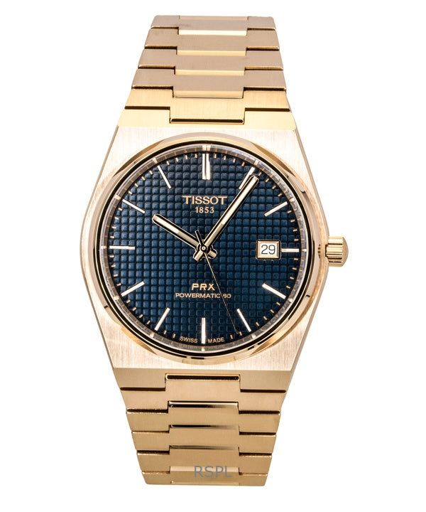 Tissot PRX Rosaguld rustfrit stål blå urskive automatisk T137.407.33.041.00 100M herreur