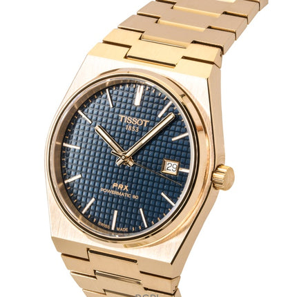 Tissot PRX Rosaguld rustfrit stål blå urskive automatisk T137.407.33.041.00 100M herreur