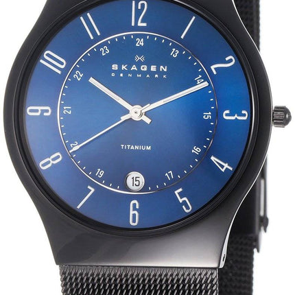 Skagen Titanium Marine blå urskive Mesh rem T233XLTMN Herreur