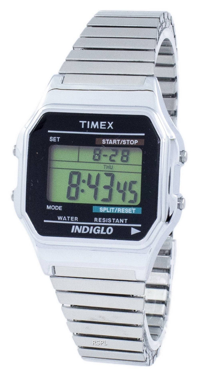 Timex tidløse klassiske Indiglo Chronograph Alarm Digital T78587 Herreur