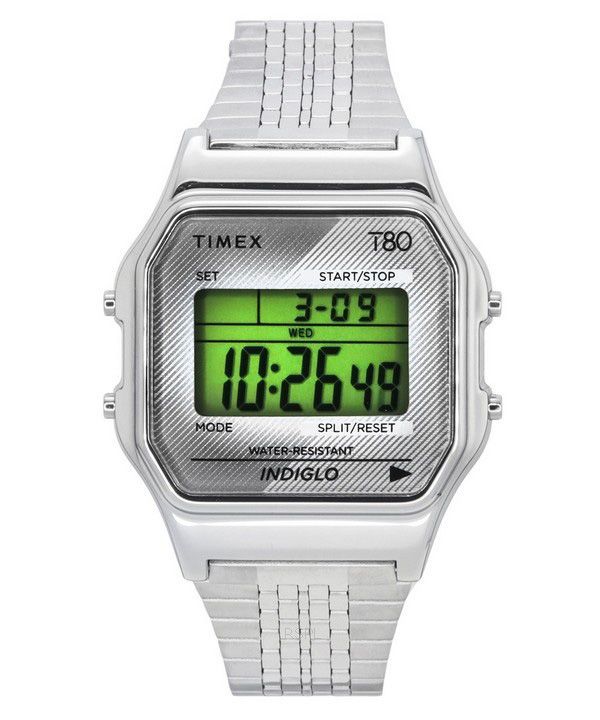 Timex T80 digitalt rustfrit stål armbånd kvarts TW2R79300 unisex ur