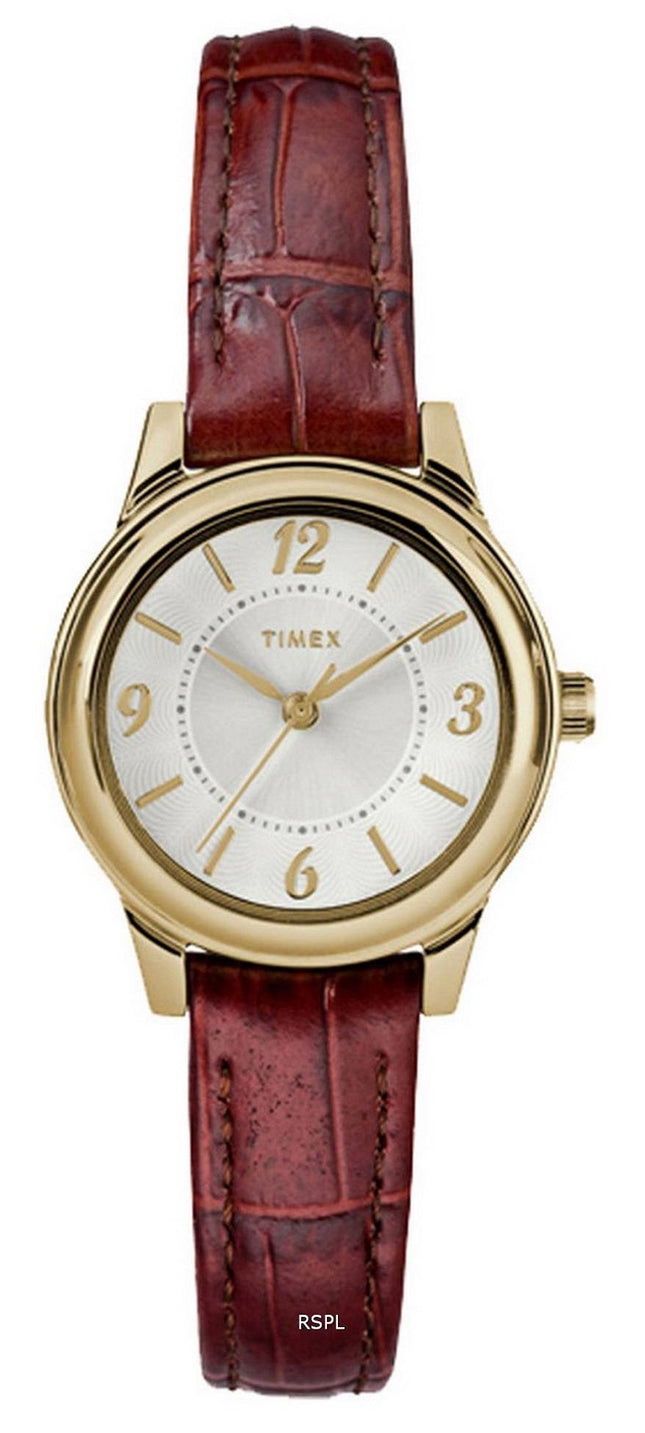 Timex Core sÃ¸lv urskive LÃ¦derrem Kvarts TW2R85800 Dameur