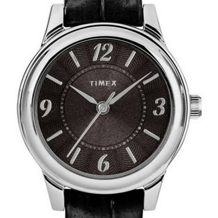 Timex Croco sort urskive lÃ¦derrem kvarts TW2R86300 kvinders ur