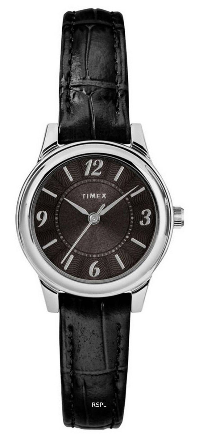 Timex Croco sort urskive lÃ¦derrem kvarts TW2R86300 kvinders ur