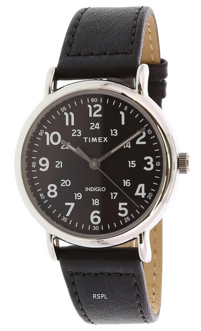Timex Weekender Black Dial lÃ¦derrem Kvarts TW2T30700 Herreur