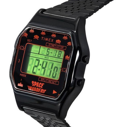 Timex T80 X Space Invaders digitalt rustfrit stål kvarts TW2V30200 unisex ur