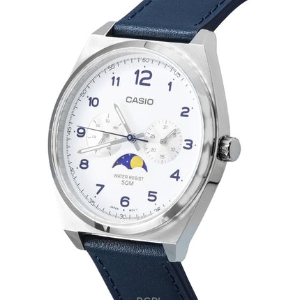 Renoveret Casio Standard Analog Moon Phase White Dial Quartz MTP-M300L-7A herreur