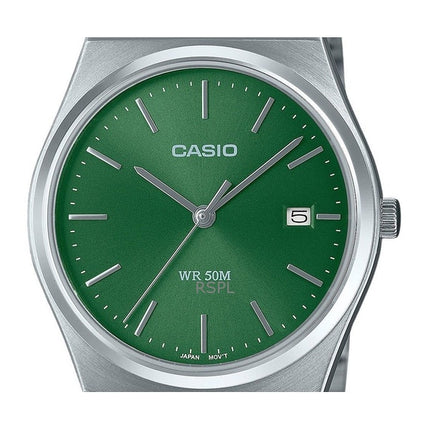 Renoveret Casio Standard Analog Rustfrit Stål Grøn Urskive Quartz MTP-B145D-3AV Unisex Ur