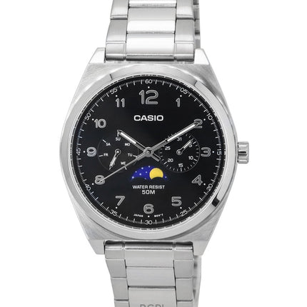 Renoveret Casio Standard Analog Moon Phase Black Dial Quartz MTP-M300D-1A herreur