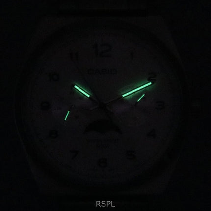 Renoveret Casio Standard Analog Moon Phase White Dial Quartz MTP-M300D-7A herreur