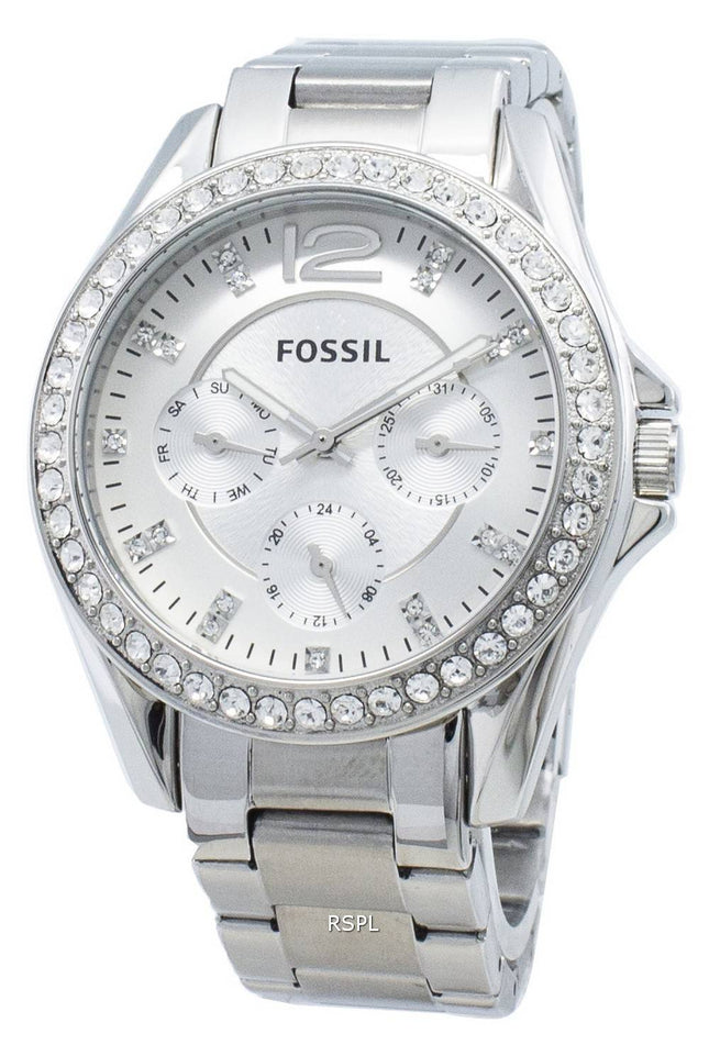 Renoveret fossil Riley ES3202 Chronograph Diamond Accents Dameur