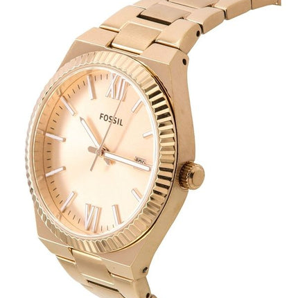 Renoveret Fossil Scarlette Rose Gold Rustfrit Stål Rose Gold Sunray Dial Quartz ES5258 Dameur