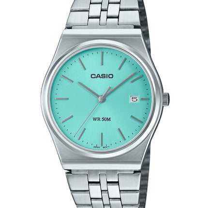 Renoveret Casio Standard Analog rustfrit stål turkis skive Quartz MTP-B145D-2A1 herreur