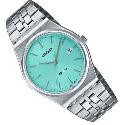 Renoveret Casio Standard Analog rustfrit stål turkis skive Quartz MTP-B145D-2A1 herreur