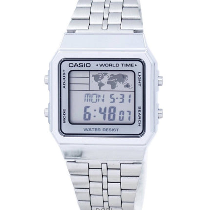 Renoveret Casio Vintage Digital Stainless Steel Quartz A500WA-7DF herreur