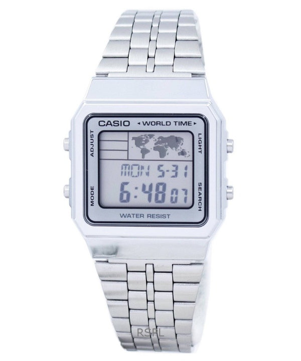 Renoveret Casio Vintage Digital Stainless Steel Quartz A500WA-7DF herreur