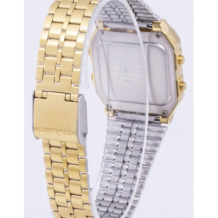 Renoveret Casio Digital Gold Tone rustfrit stål Quartz A500WGA-1DF herreur