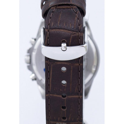 Renoveret Casio Edifice Analog Chronograph Læderrem White Dial Quartz EFR-526L-7AV 100M herreur