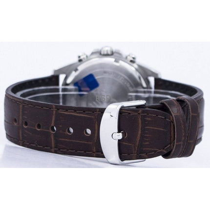 Renoveret Casio Edifice Analog Chronograph Læderrem White Dial Quartz EFR-526L-7AV 100M herreur