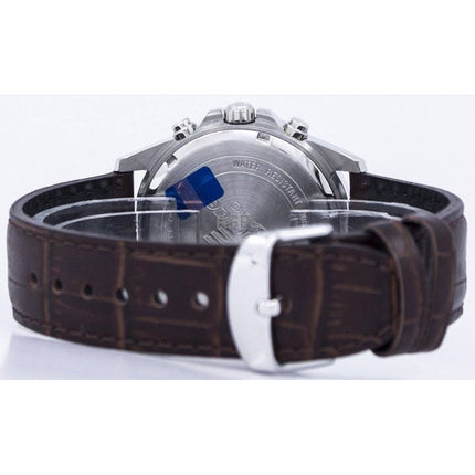 Renoveret Casio Edifice Analog Chronograph Læderrem White Dial Quartz EFR-526L-7AV 100M herreur