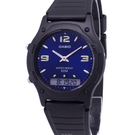 Renoveret Casio Analog Digital Resin Rem Blue Dial Quartz AW-49HE-2AVDF herreur